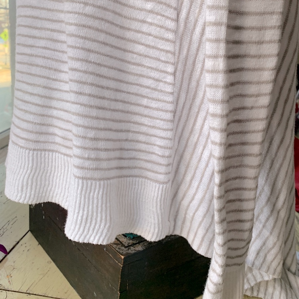 Eileen Fisher Linen gray & white striped open front cardigan S - Picture 10 of 10